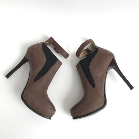 Nine West Tan Leather Idyll Stiletto Ankle Boots 8 - Picture 3 of 9